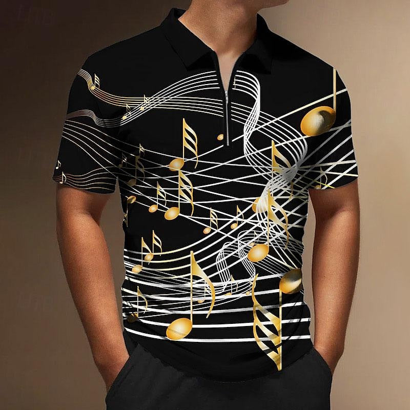 Men's stylish 3D printed zipper polo shirt, lightweight and breathable for summer days.







