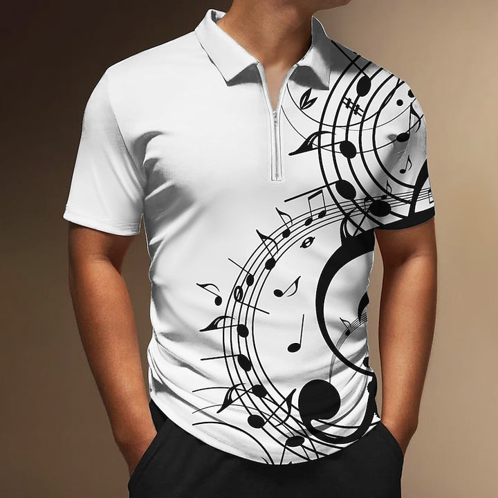 Men's stylish 3D printed zipper polo shirt, lightweight and breathable for summer days.







