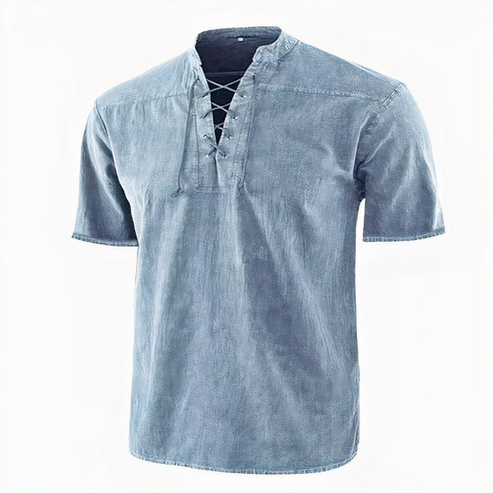 Casual and stylish V-neck shirt for summer, lightweight and breathable for warm-weather comfort.







