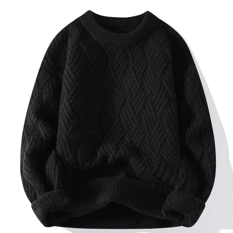  Stylish and cozy crew neck sweater, perfect for layering and autumn wear.