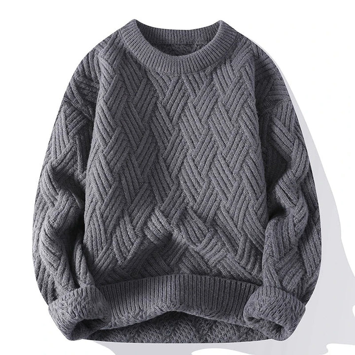  Stylish and cozy crew neck sweater, perfect for layering and autumn wear.