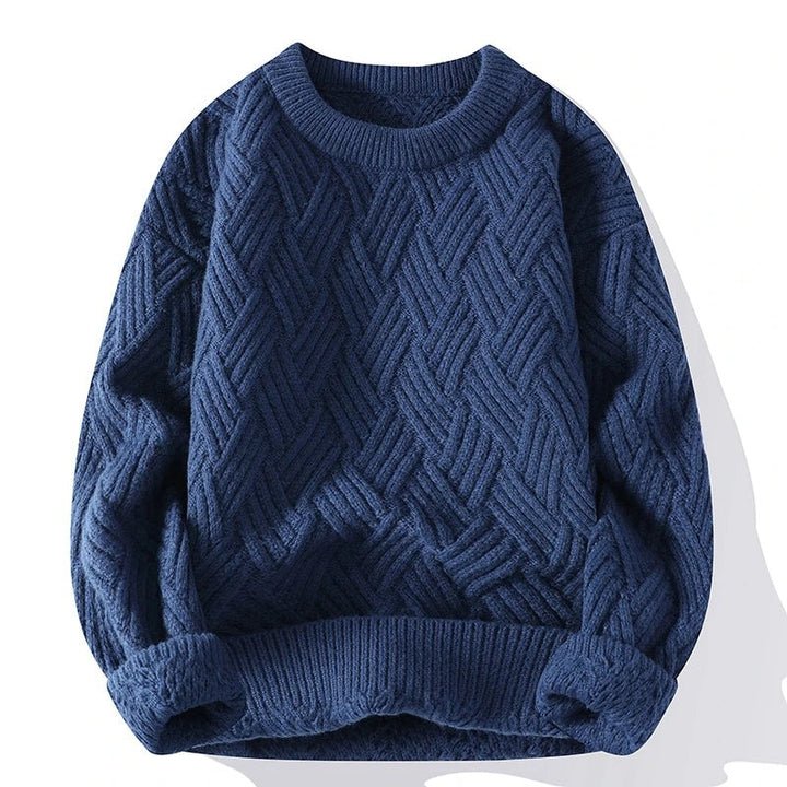  Stylish and cozy crew neck sweater, perfect for layering and autumn wear.