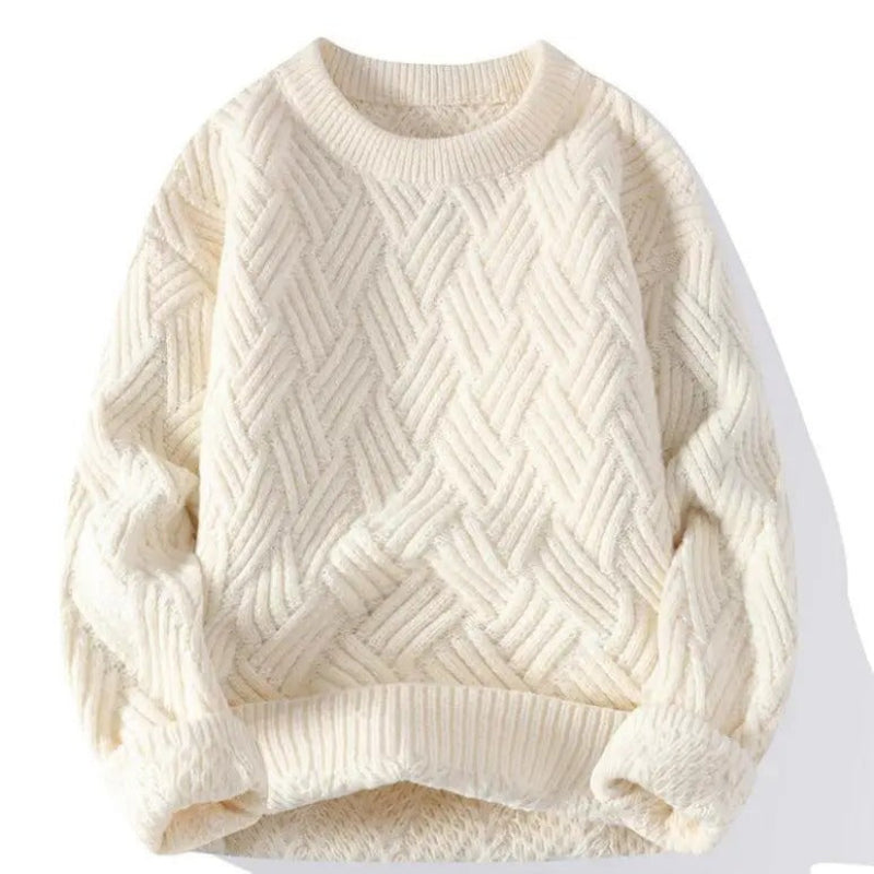  Stylish and cozy crew neck sweater, perfect for layering and autumn wear.