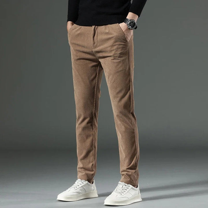 Stylish and breathable classic corduroy business trousers for summer, offering comfort and elegance for any occasion.