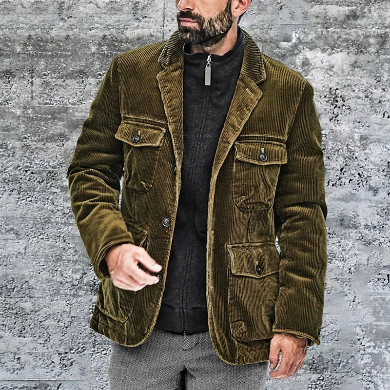 Classic high-quality corduroy jacket, offering warmth, durability, and timeless style for autumn days.