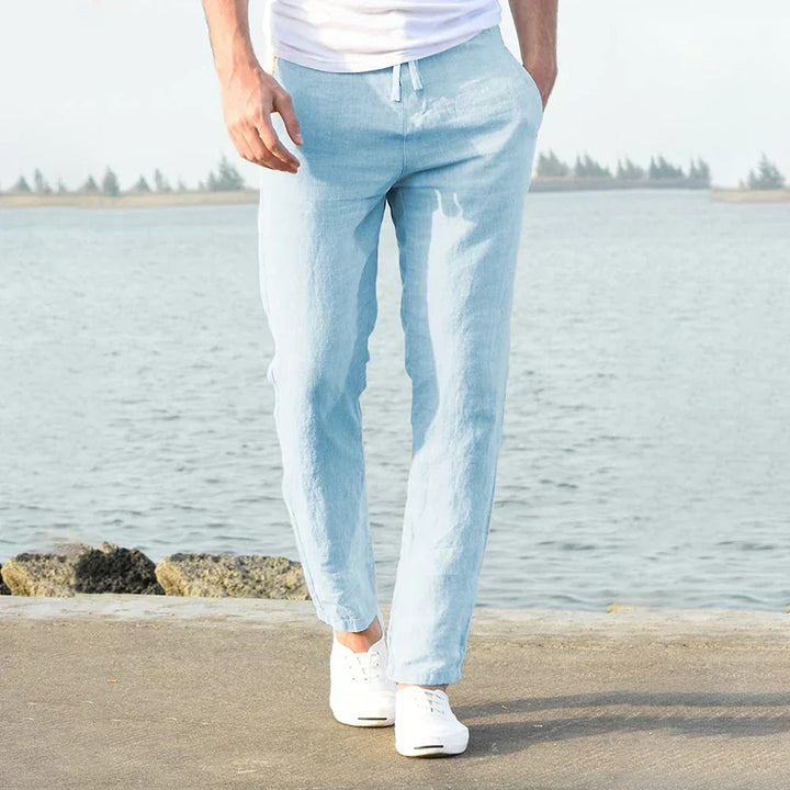 Classic linen pants for summer, featuring a breathable and lightweight design for ultimate comfort.







