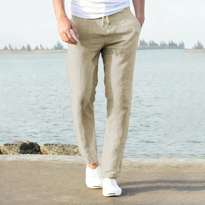 Classic linen pants for summer, featuring a breathable and lightweight design for ultimate comfort.







