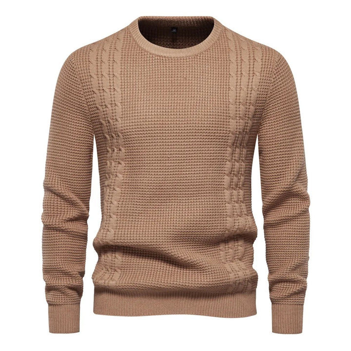 Soft and stylish classic warm sweater, perfect for layering on autumn days.