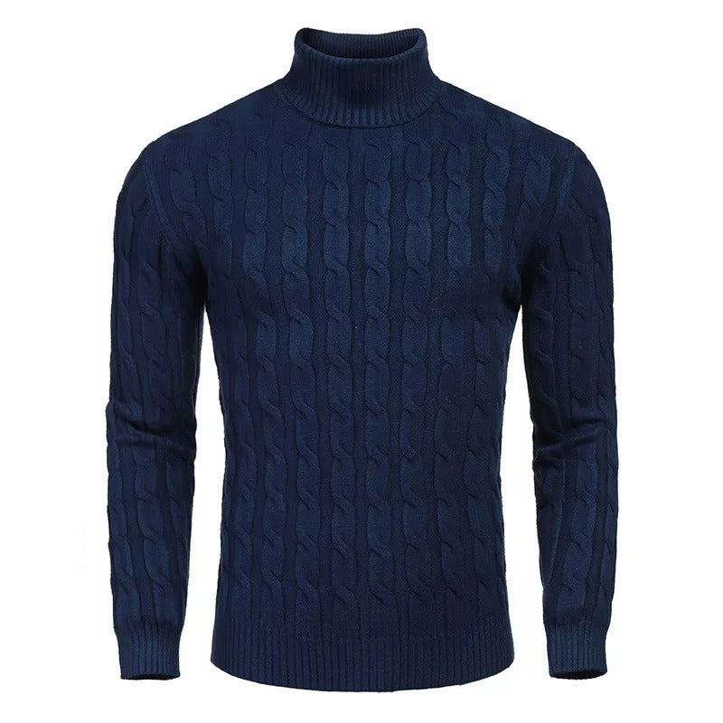 Elegant knitted turtleneck sweater with a soft, breathable fabric, perfect for stylish warmth on autumn days.