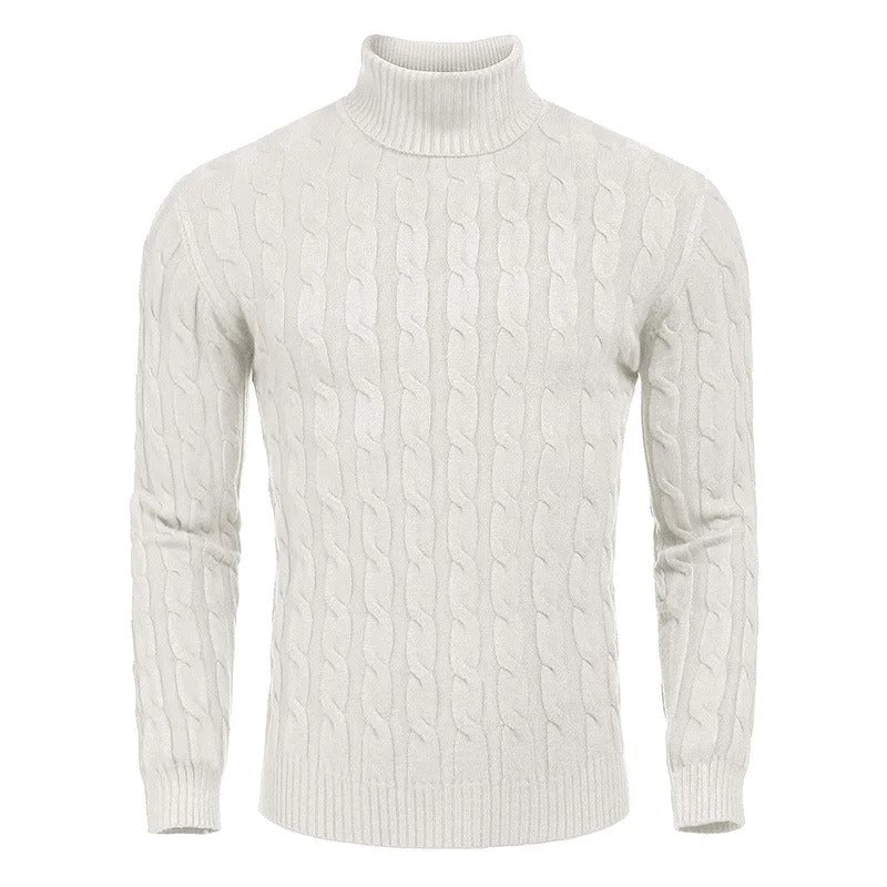 Elegant knitted turtleneck sweater with a soft, breathable fabric, perfect for stylish warmth on autumn days.