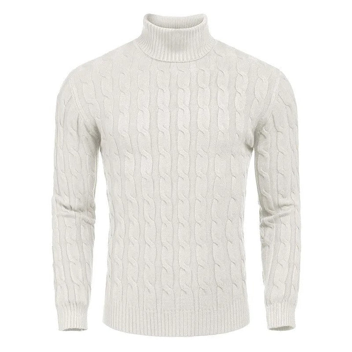 Elegant knitted turtleneck sweater with a soft, breathable fabric, perfect for stylish warmth on autumn days.