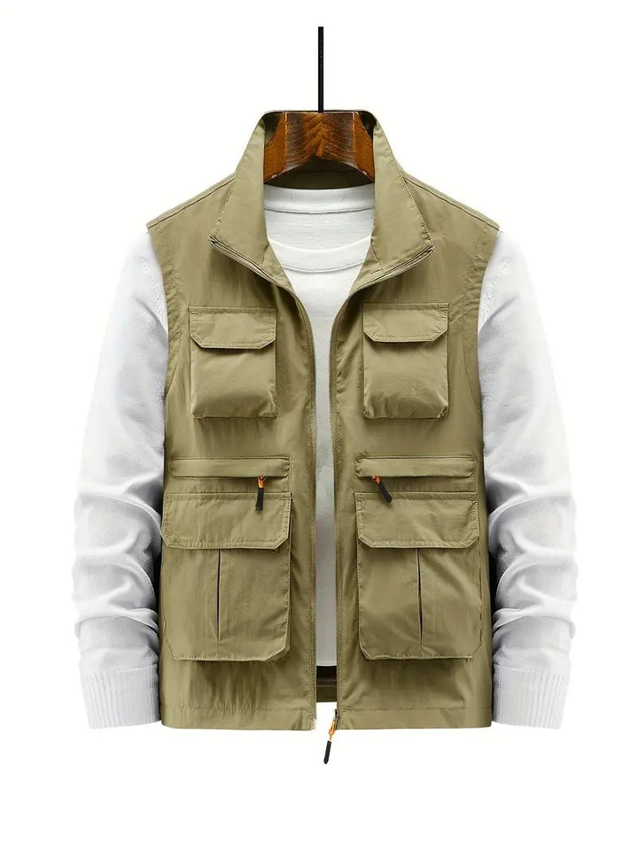 Stylish and cozy vest designed for autumn layering and comfort.