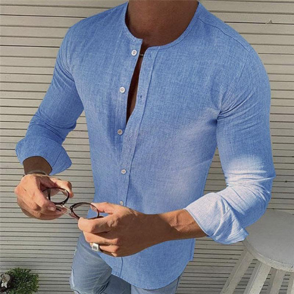 Luxury long-sleeve summer cotton shirt for men, breathable and stylish for warm-weather elegance.