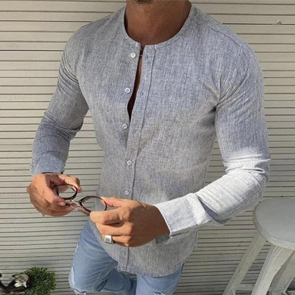 Luxury long-sleeve summer cotton shirt for men, breathable and stylish for warm-weather elegance.