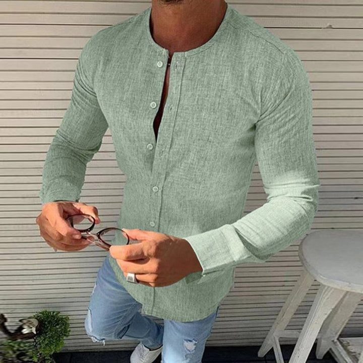 Luxury long-sleeve summer cotton shirt for men, breathable and stylish for warm-weather elegance.