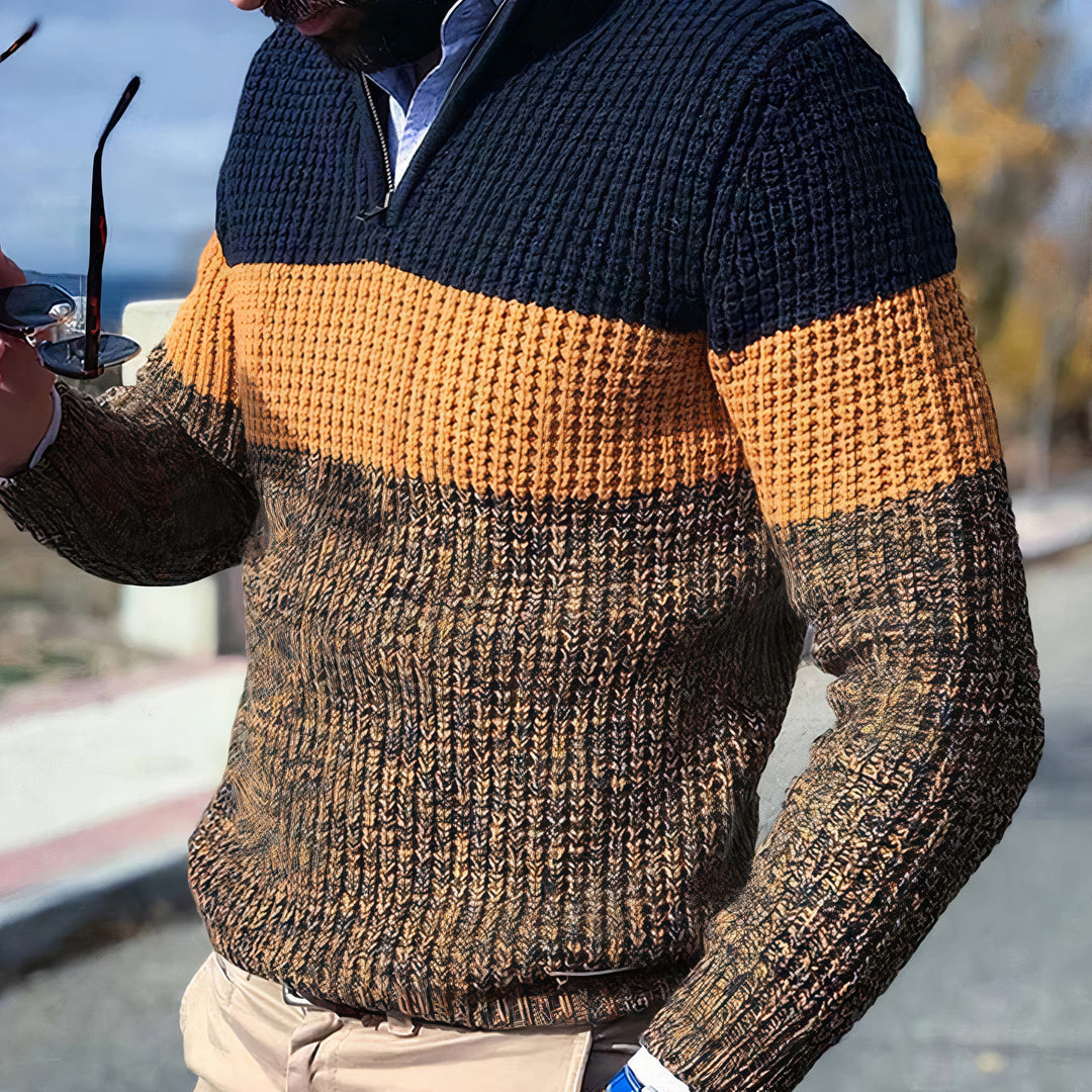 Soft and stylish men's cozy sweater, perfect for layering on autumn days.