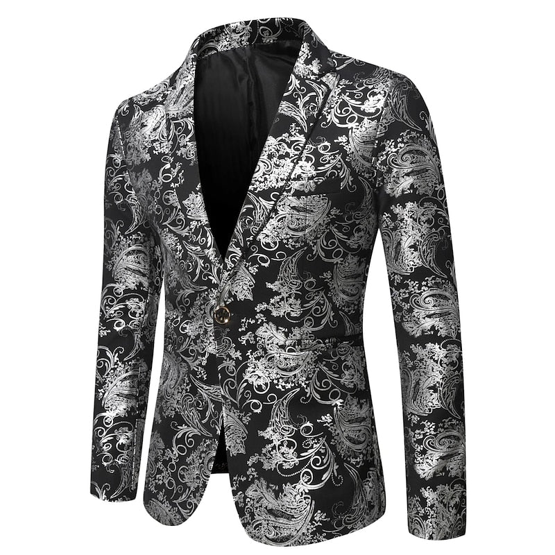 Men's floral cocktail blazer jacket, perfect for autumn occasions and stylish statements.







