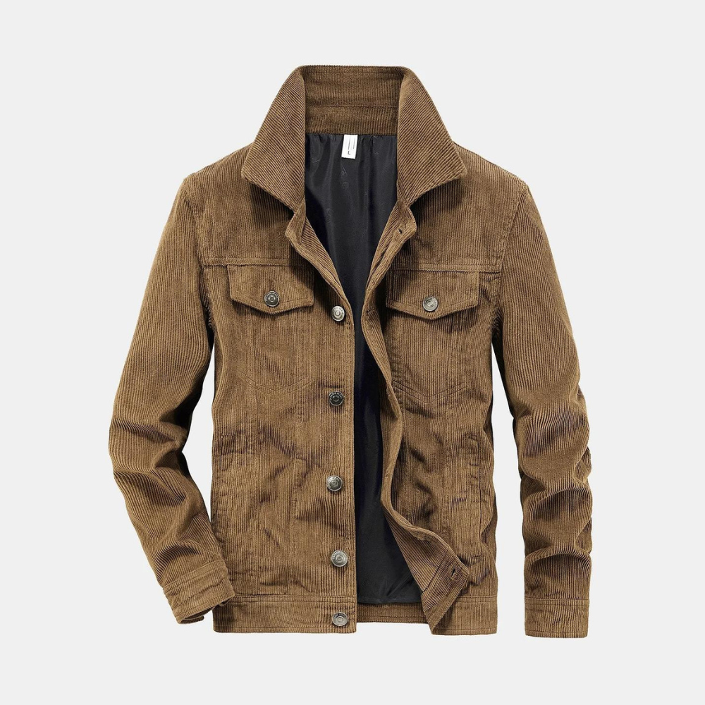 Men's high-quality corduroy jacket, featuring a classic fit and premium soft fabric for autumn days.







