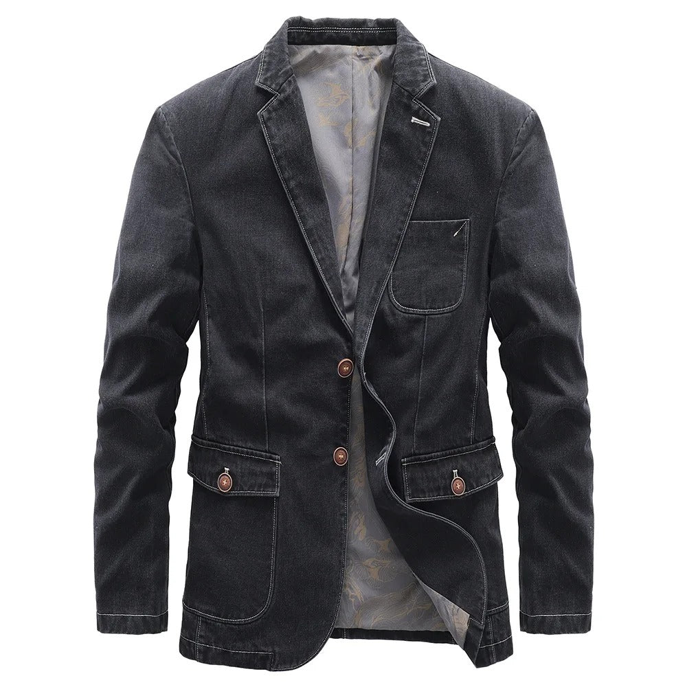  Men's high-quality denim jacket, perfect for layering and staying stylish on autumn days.







