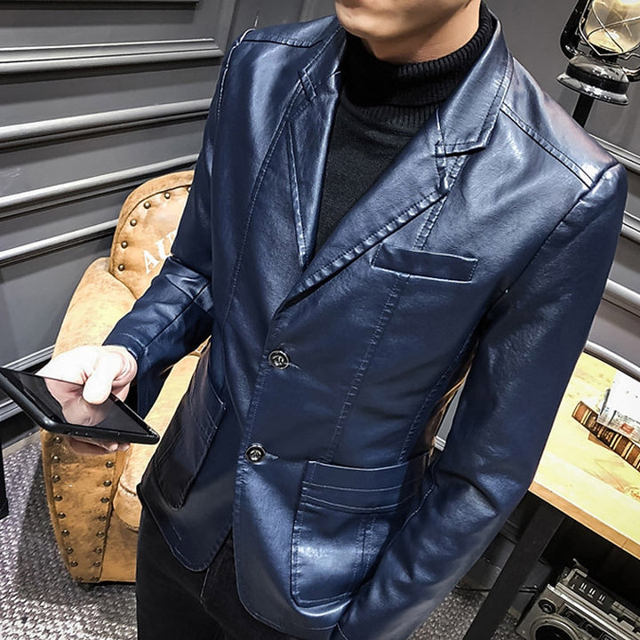 Men's sleek leather jacket with a modern fit, perfect for layering and staying stylish on autumn days.







