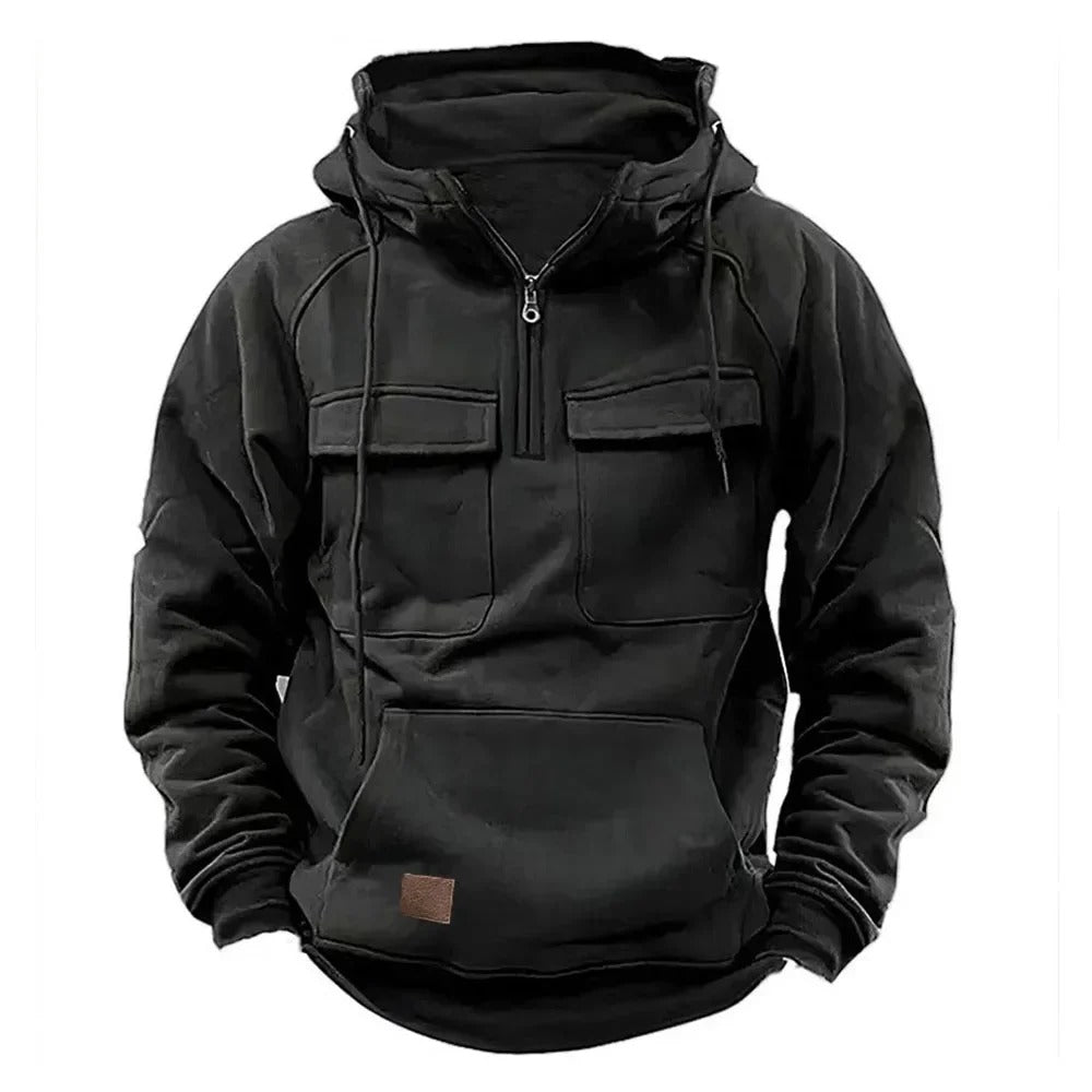 Men's soft wool zip-up hoodie, a warm and stylish choice for autumn days.















