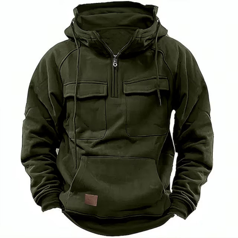 Men's soft wool zip-up hoodie, a warm and stylish choice for autumn days.







