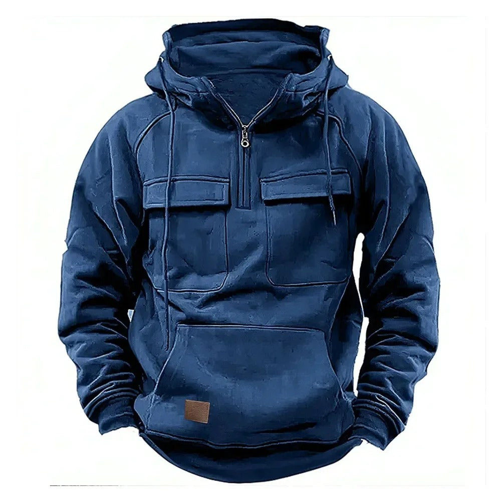 Men's soft wool zip-up hoodie, a warm and stylish choice for autumn days.














