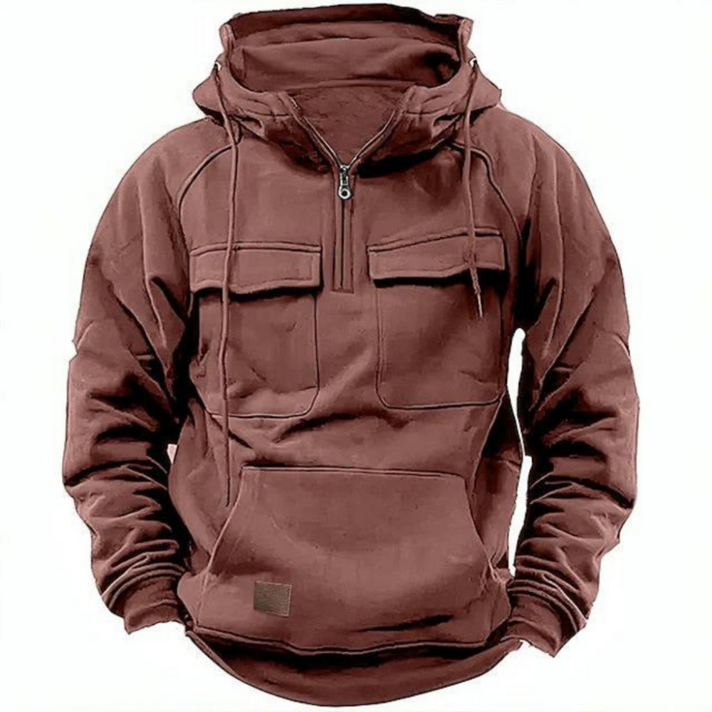 
Men's soft wool zip-up hoodie, a warm and stylish choice for autumn days.













