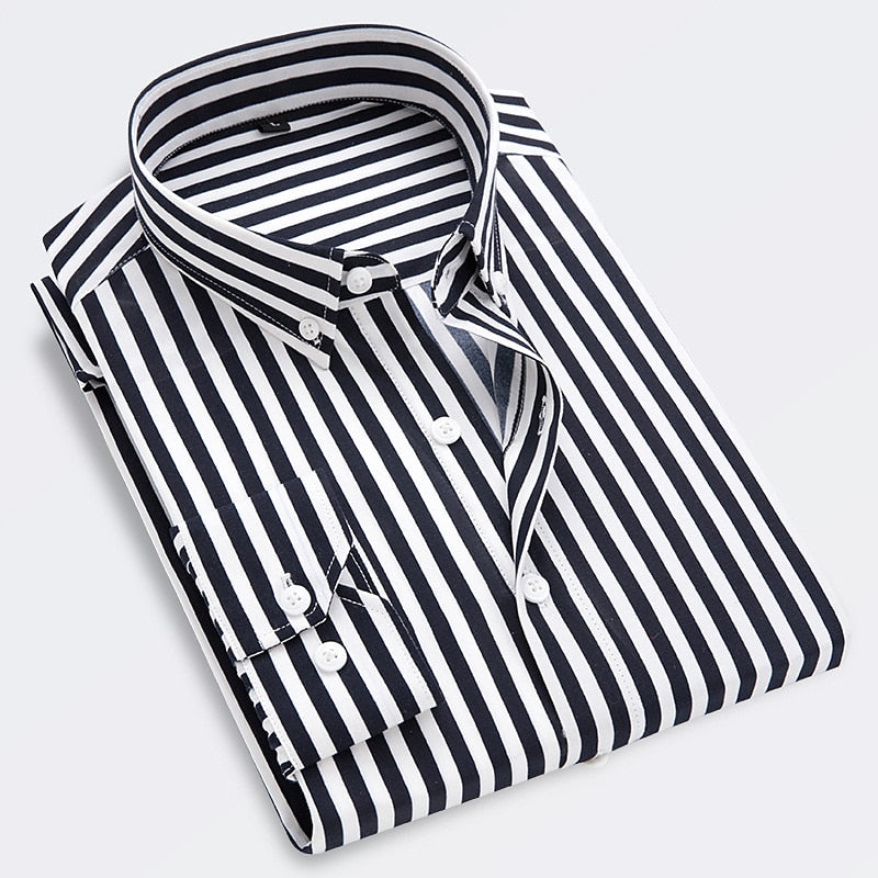 Men's striped shirt for casual summer occasions, lightweight and breathable for warm days.







