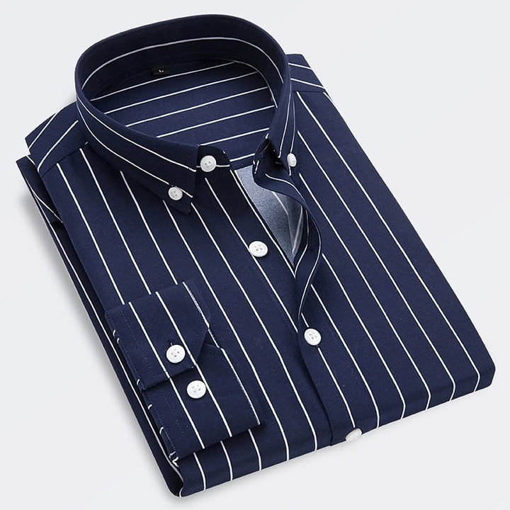 Men's striped shirt for casual summer occasions, lightweight and breathable for warm days.







