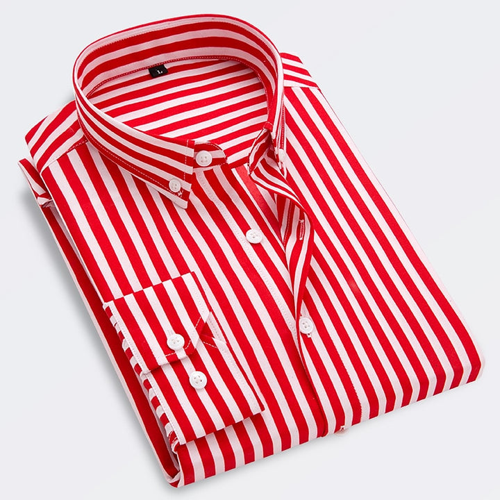 Men's striped shirt for casual summer occasions, lightweight and breathable for warm days.







