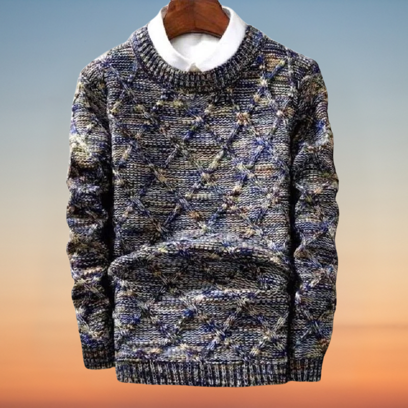 Sophisticated knit warm sweater for men, perfect for autumn days with a stylish and cozy design.







