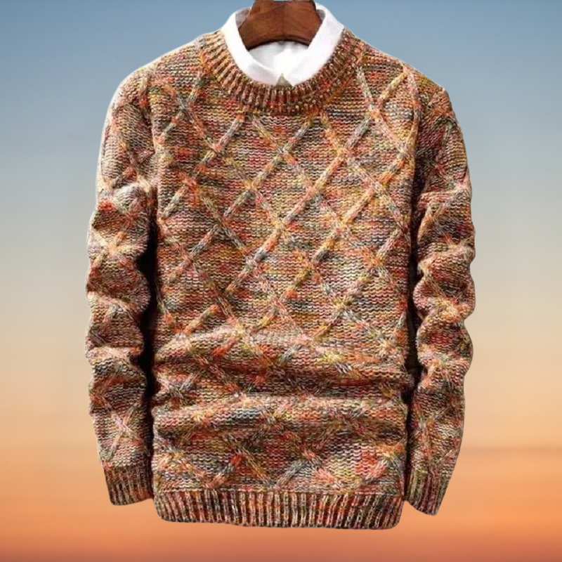 Sophisticated knit warm sweater for men, perfect for autumn days with a stylish and cozy design.







