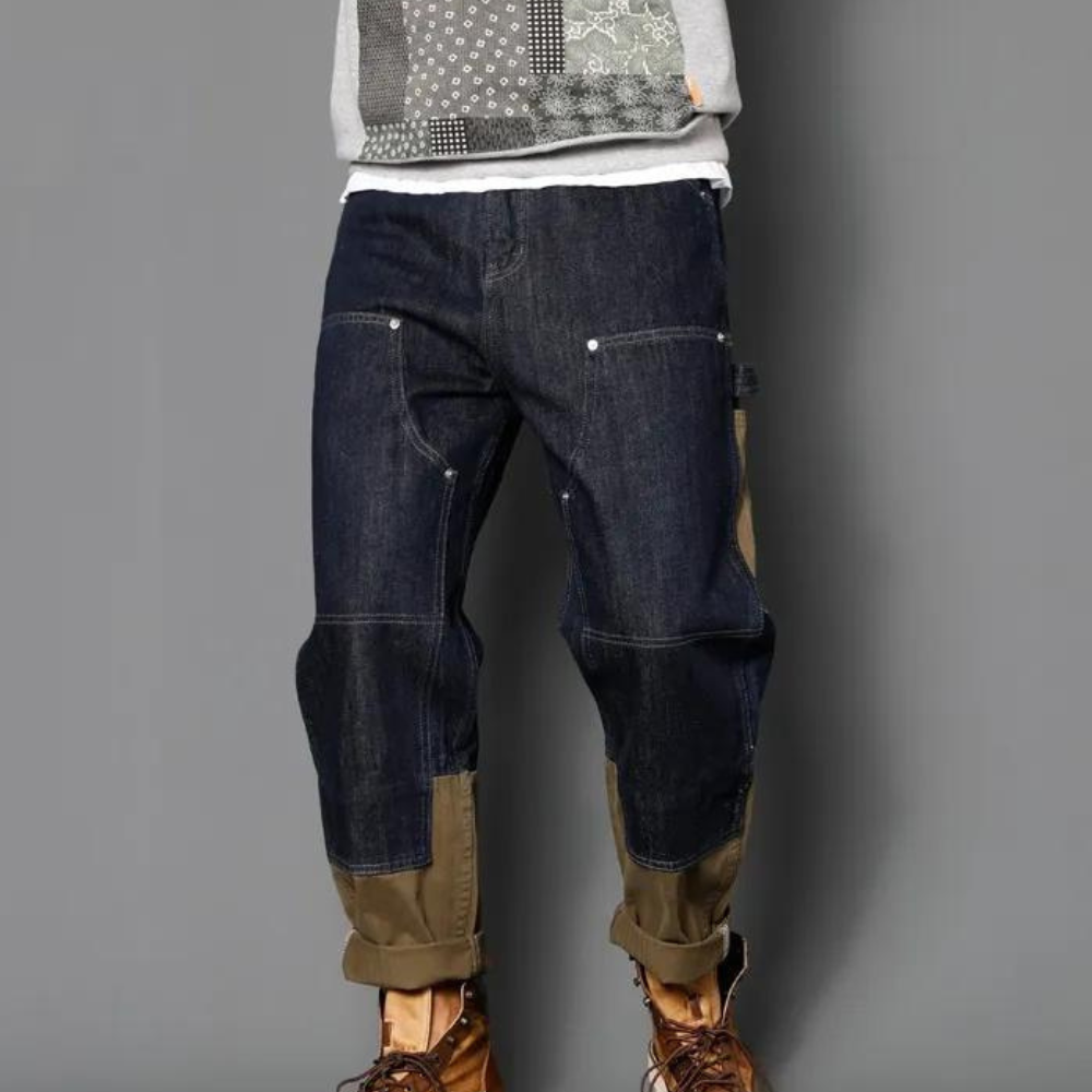 Trendy men's loose denim jeans with breathable fabric and a relaxed fit, perfect for summer and autumn days.