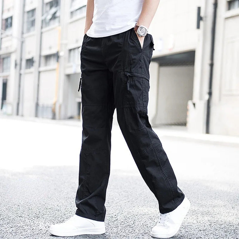 Trendy multipocket cargo pants with a modern fit and spacious pockets, perfect for stylish and functional autumn wear.







