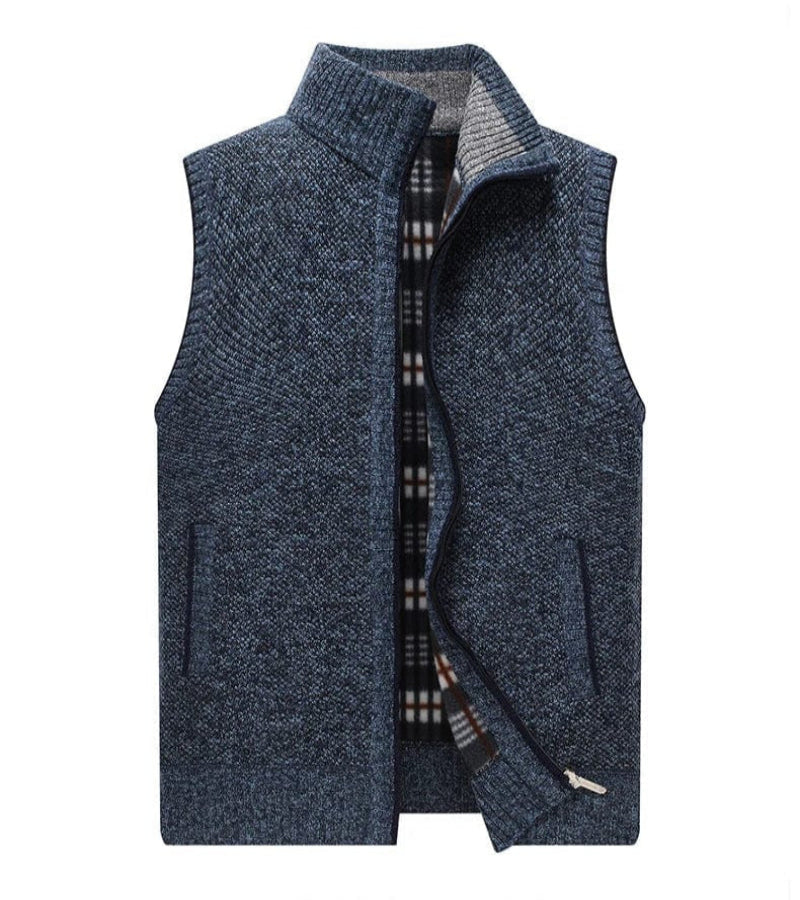 Stylish and warm sleeveless vest, perfect for layering on cool autumn days.