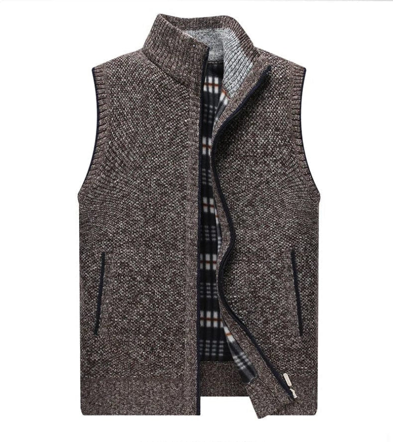 Stylish and warm sleeveless vest, perfect for layering on cool autumn days.