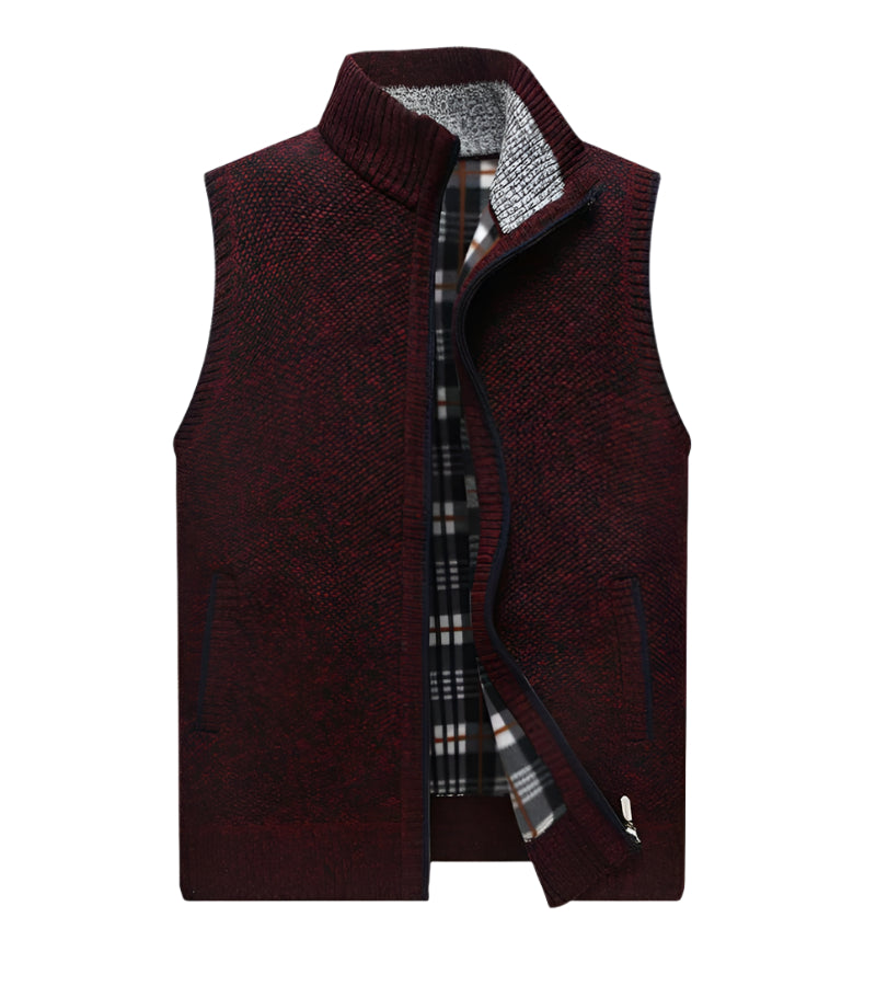 Stylish and warm sleeveless vest, perfect for layering on cool autumn days.