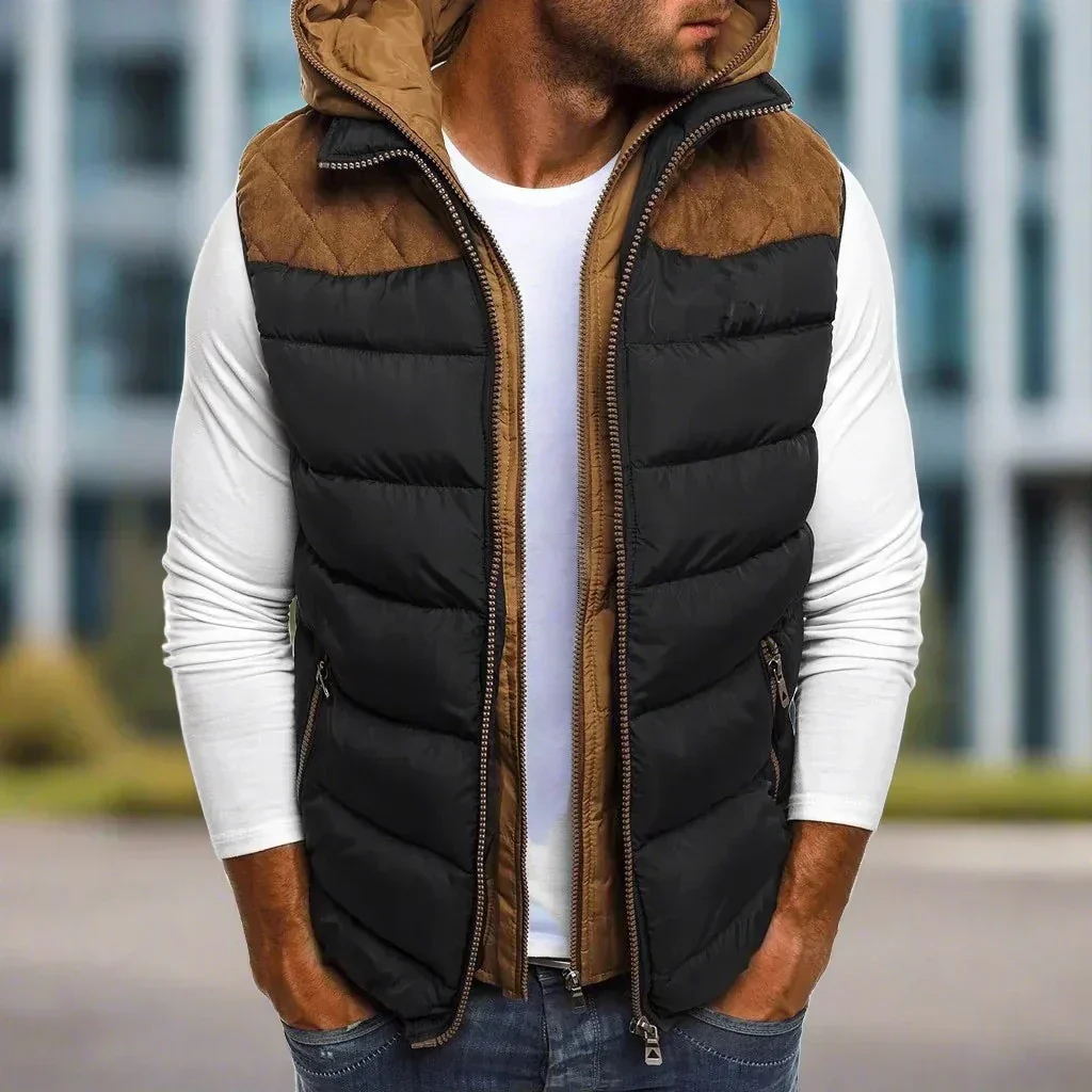 Warm stylish hooded vest for autumn with insulated design, modern fit, and lightweight comfort for outdoor and casual wear.