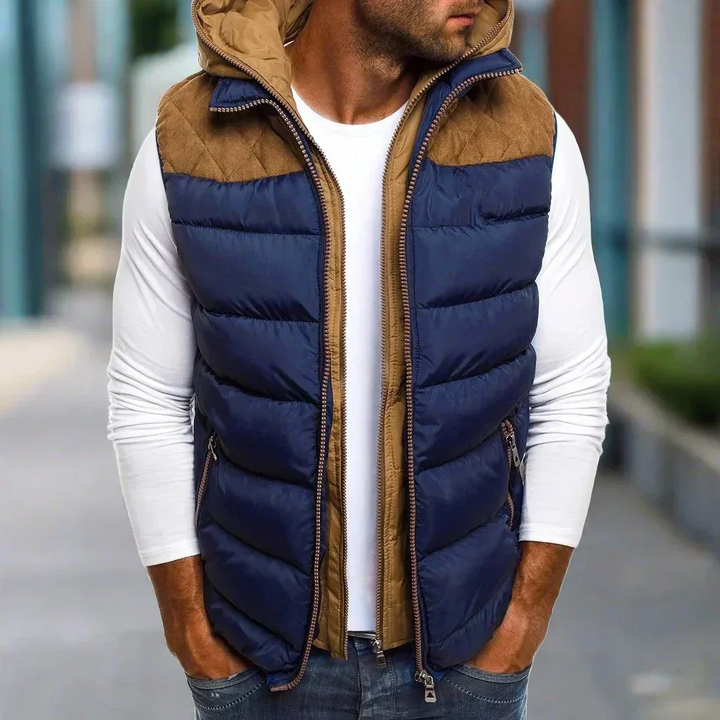 Warm stylish hooded vest for autumn with insulated design, modern fit, and lightweight comfort for outdoor and casual wear.