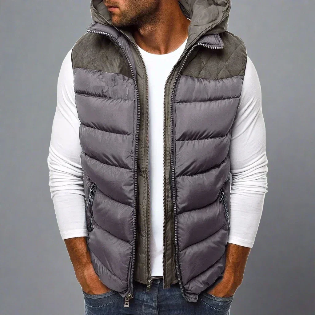 Warm stylish hooded vest for autumn with insulated design, modern fit, and lightweight comfort for outdoor and casual wear.