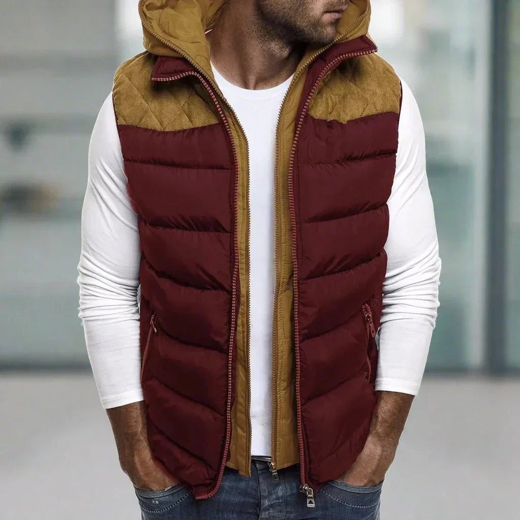 Warm stylish hooded vest for autumn with insulated design, modern fit, and lightweight comfort for outdoor and casual wear.