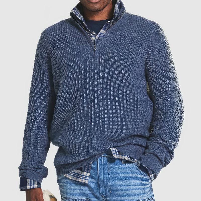 Basic autumn wool sweater for men, lightweight and breathable, ideal for layering on cool days.