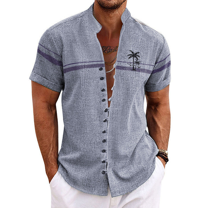  Breathable palm tree shirt with lightweight fabric and a relaxed fit, perfect for summer days.







