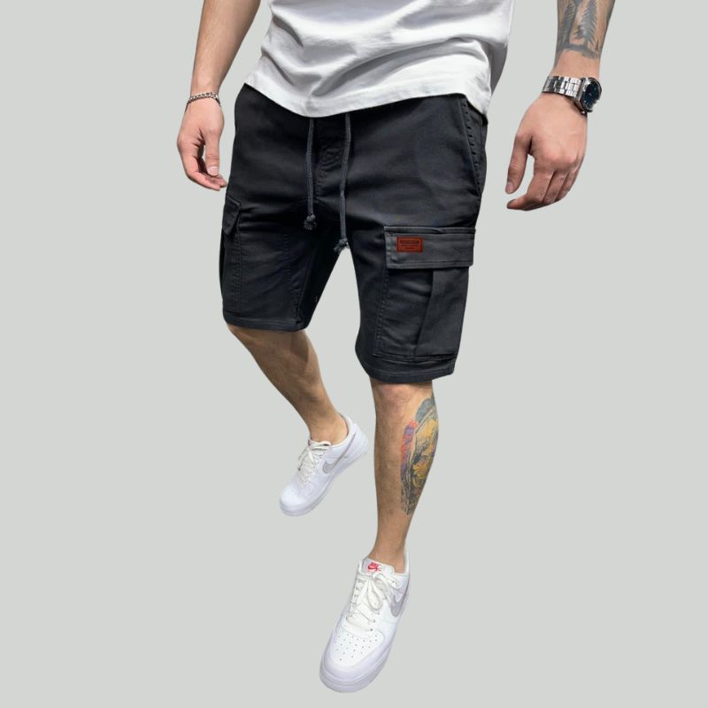 Breezy cotton cargo shorts for men with breathable fabric and multiple pockets, ideal for staying cool on summer days.