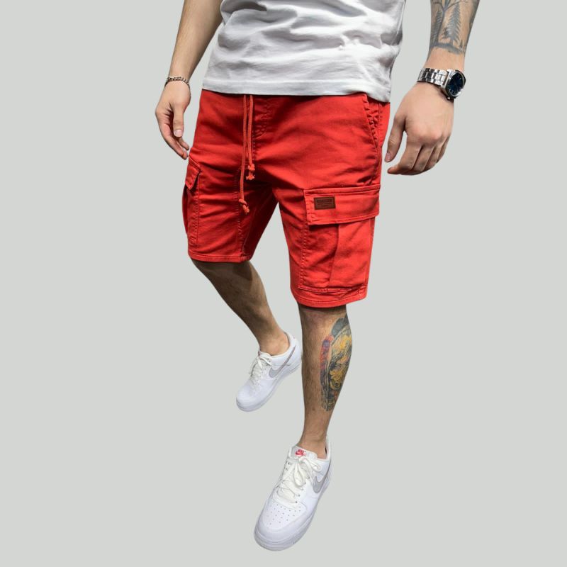 Breezy cotton cargo shorts for men with breathable fabric and multiple pockets, ideal for staying cool on summer days.