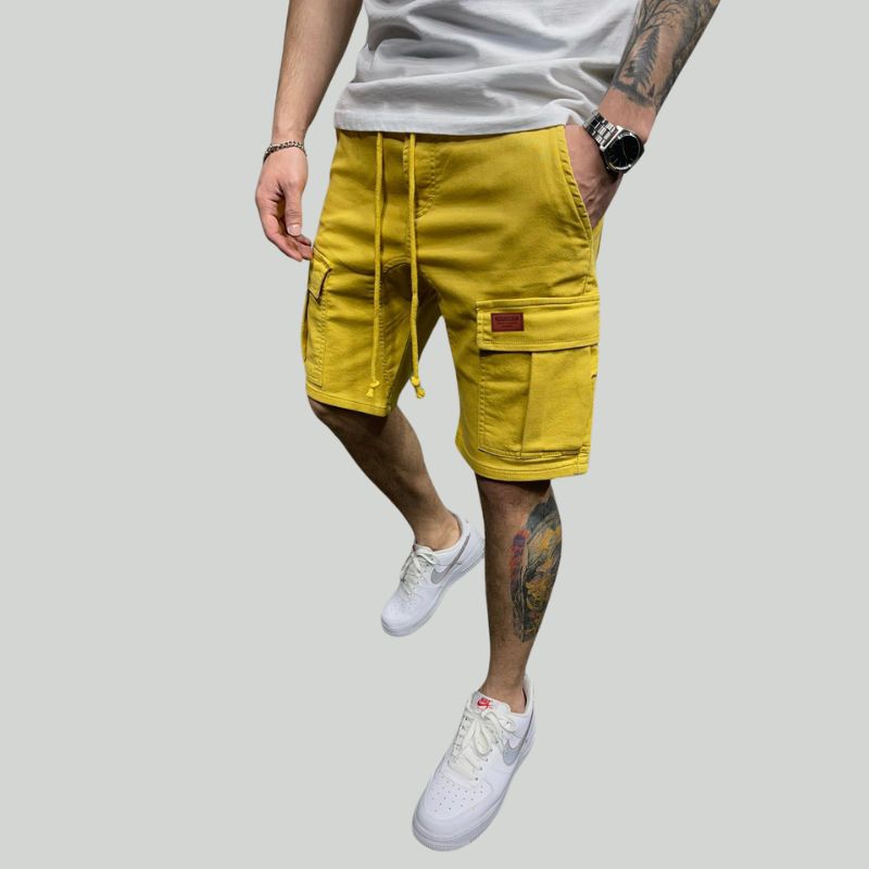 Breezy cotton cargo shorts for men with breathable fabric and multiple pockets, ideal for staying cool on summer days.