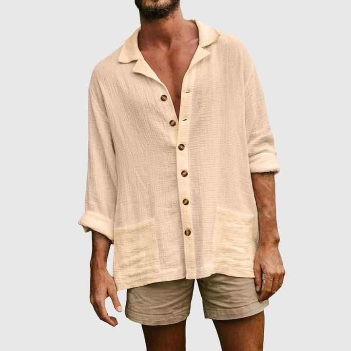 Casual breezy summer shirt for men, featuring a lightweight and breathable design, ideal for staying cool and stylish on summer days.