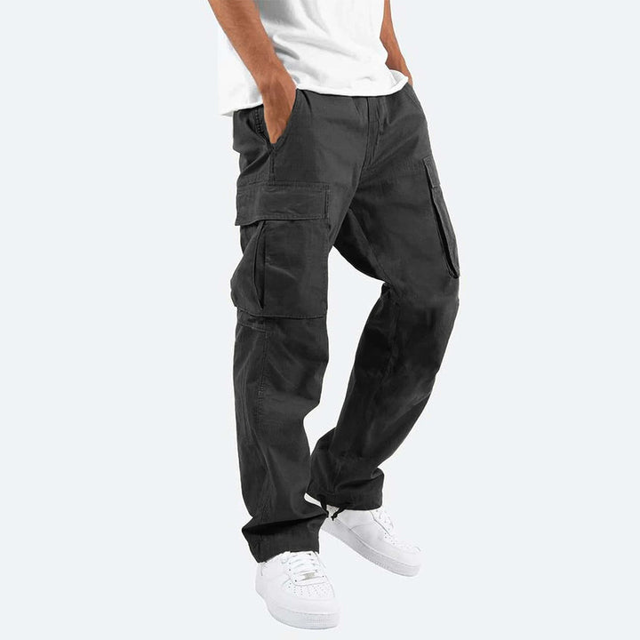 Casual cargo pants with a relaxed fit, breathable fabric, and multiple pockets, perfect for comfort and style on summer days.