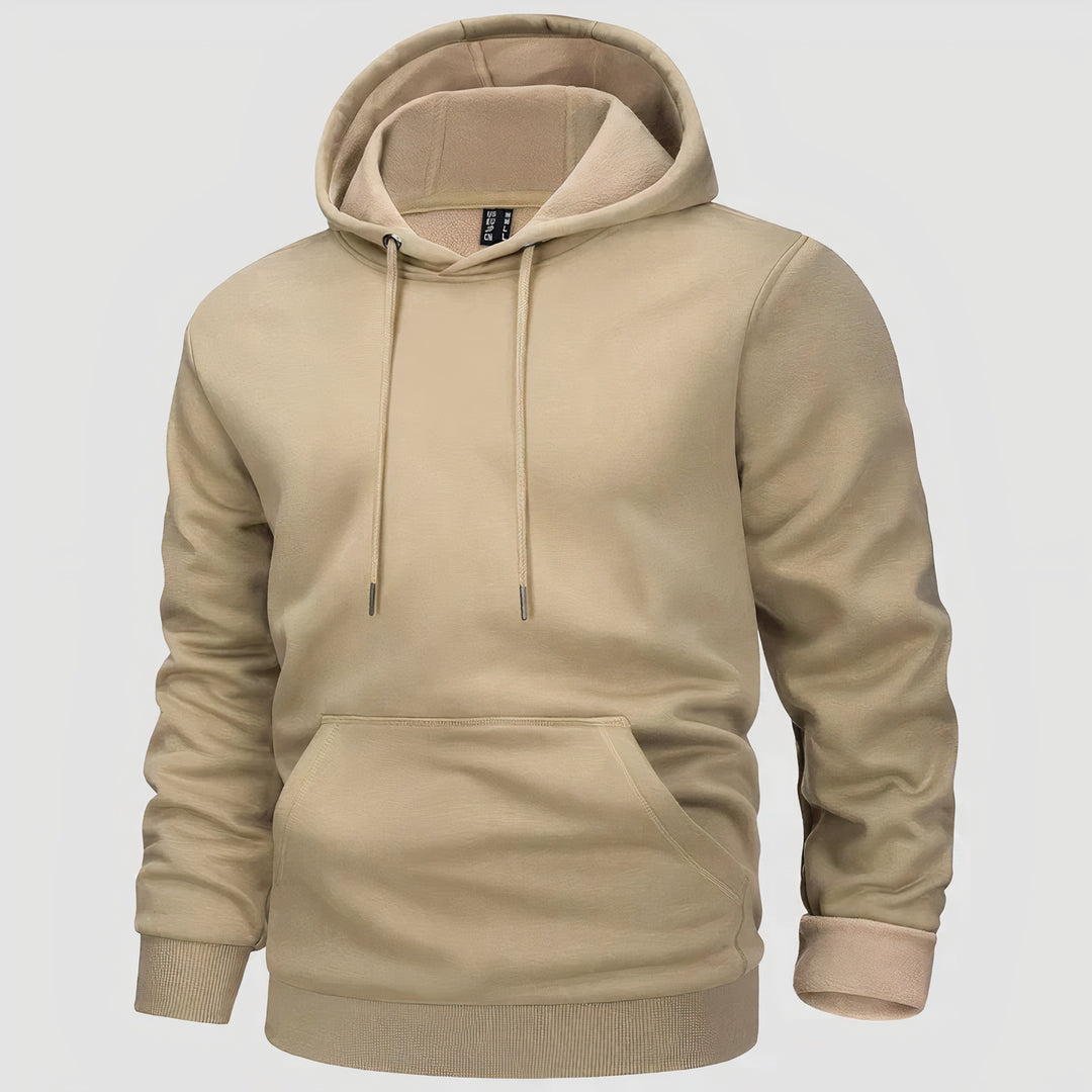 Casual fleece hoodie for autumn, perfect for staying warm and stylish on cool days.







